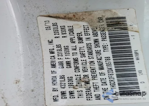 2013 Honda Accord Exl из США, поврежденный, VIN 1HGCR2F82DA195788